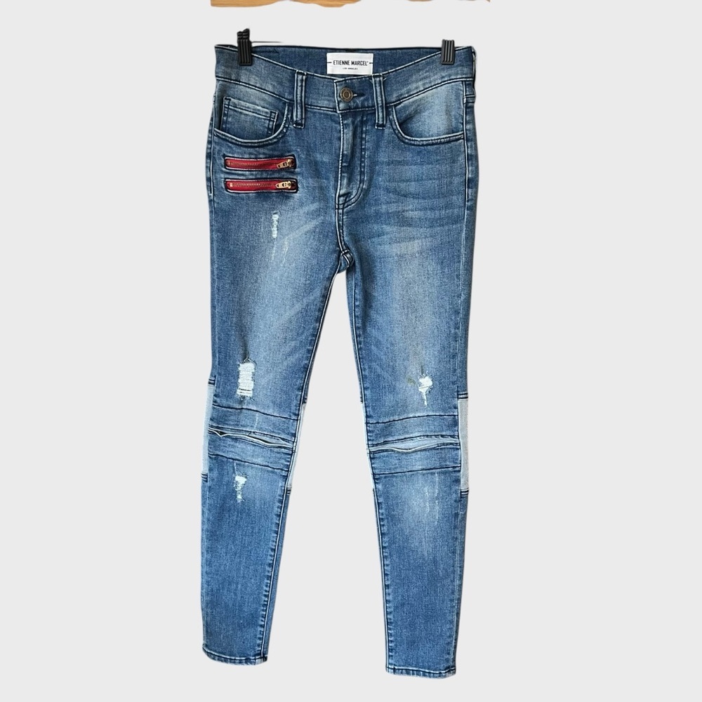 Etienne Marcel women’s multi zip skinny jeans